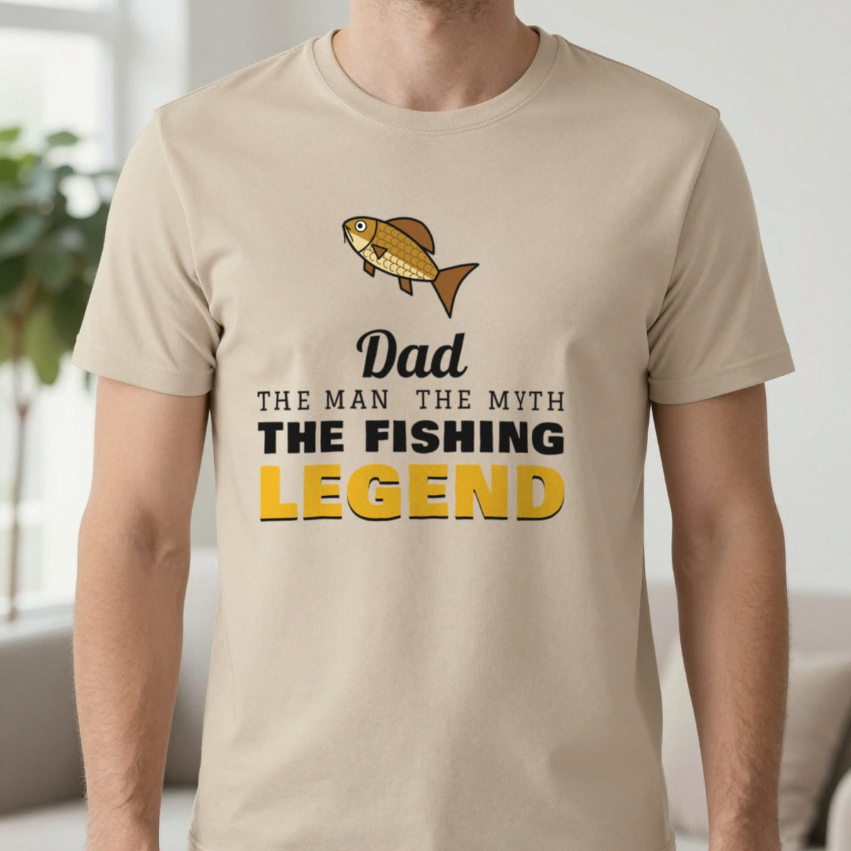 Personalised Fishing Legend T-Shirt & Sweatshirt T-Shirt in Sand, worn, our photo