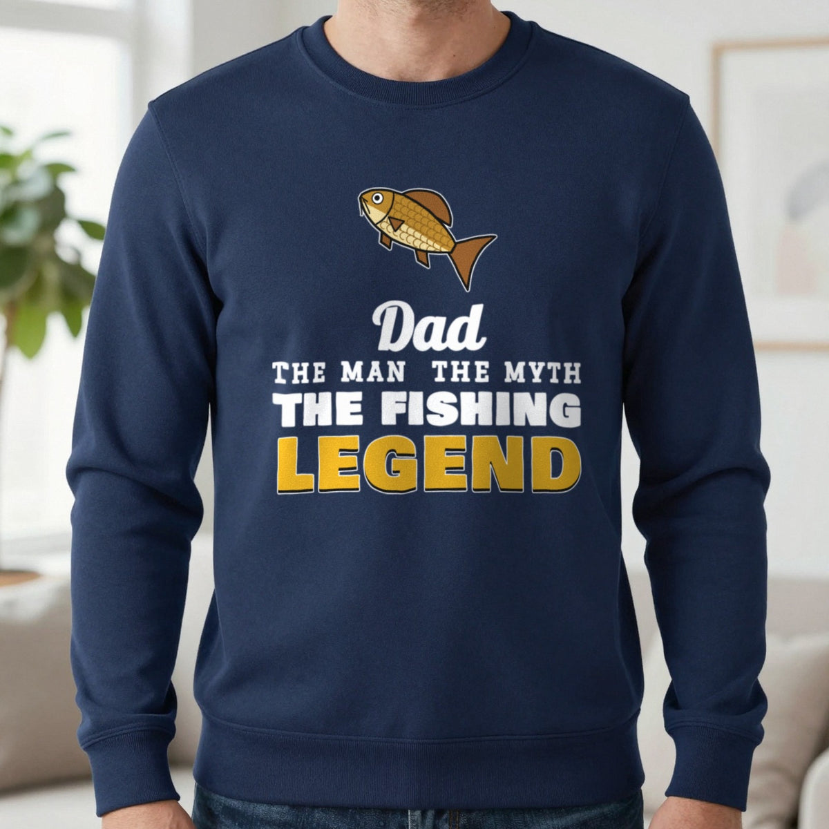 Personalised Fishing Legend T-Shirt & Sweatshirt Sweatshirt in Navy, worn, our photo
