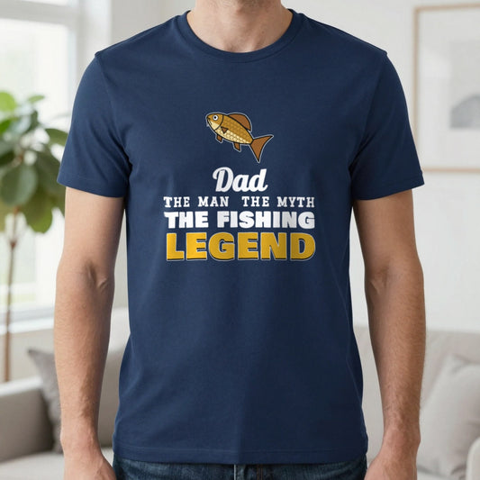 Personalised Fishing Legend T-Shirt & Sweatshirt T-Shirt in Navy, worn, our photo