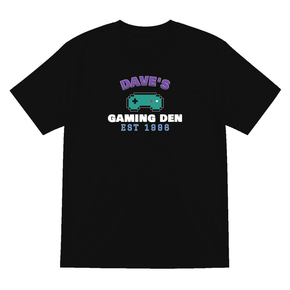 Personalised Gaming Den T-Shirt & Sweatshirt laid flat