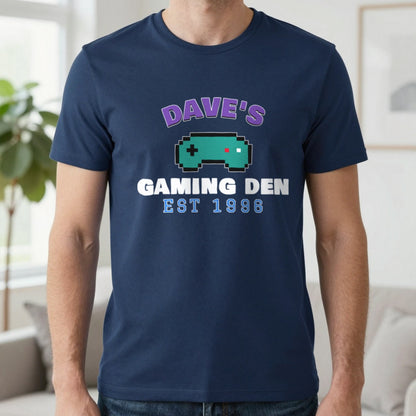 Personalised Gaming Den T-Shirt & Sweatshirt T-Shirt in Navy, worn, our photo