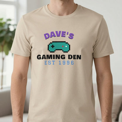 Personalised Gaming Den T-Shirt & Sweatshirt T-Shirt in Sand, worn, our photo