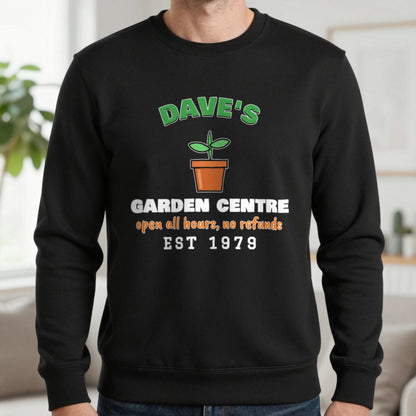 Personalised Garden Centre T-Shirt & Sweatshirt Sweatshirt in Black, worn, our photo