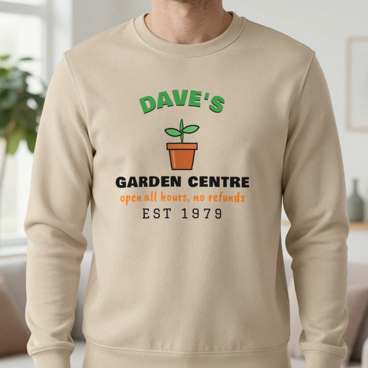 Personalised Garden Centre T-Shirt & Sweatshirt Sweatshirt in Sand, worn, our photo