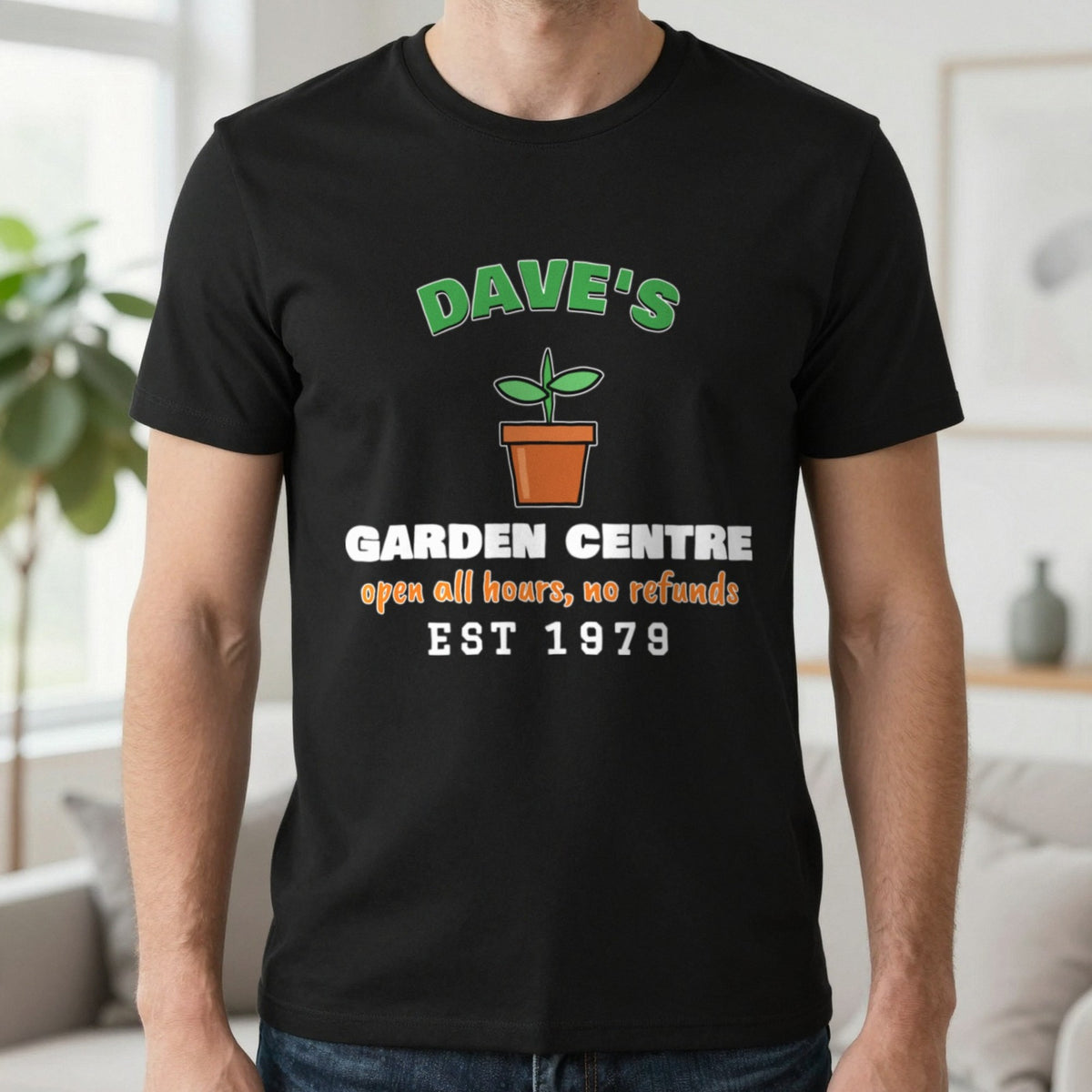 Personalised Garden Centre T-Shirt & Sweatshirt T-Shirt in Black, worn, our photo