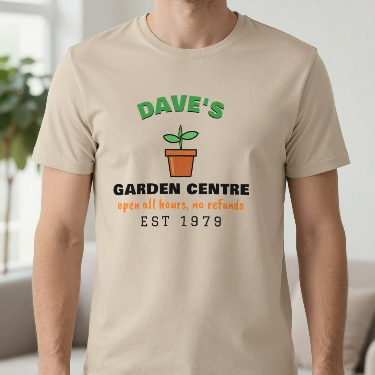 Personalised Garden Centre T-Shirt & Sweatshirt T-Shirt in Sand, worn, our photo