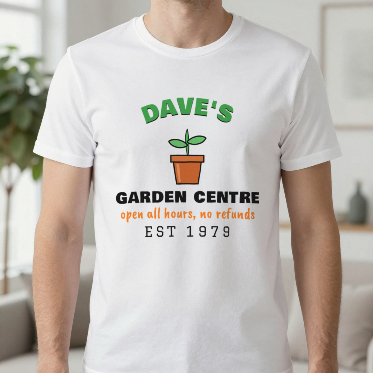 Personalised Garden Centre T-Shirt & Sweatshirt T-Shirt in White, worn, our photo