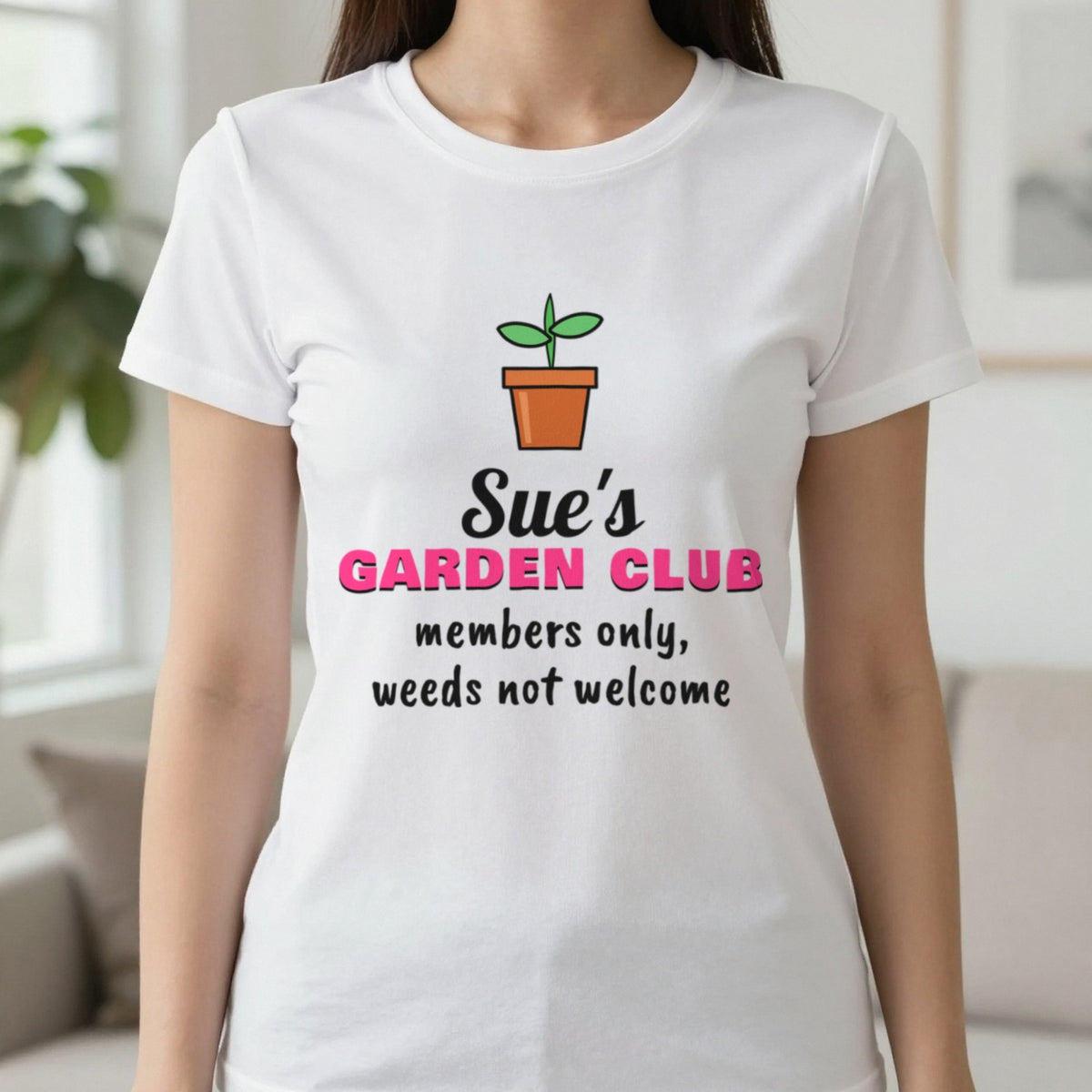 Personalised Garden Club T-Shirt & Sweatshirt T-Shirt in White, worn, our photo