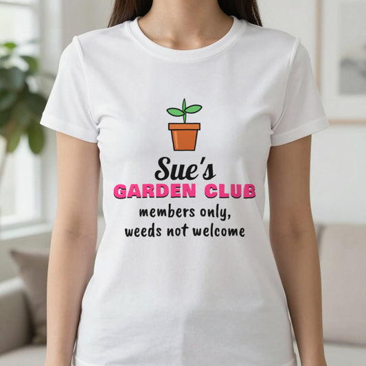 Personalised Garden Club T-Shirt & Sweatshirt T-Shirt in White, worn, our photo