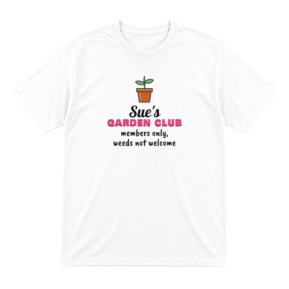 Personalised Garden Club T-Shirt & Sweatshirt laid flat