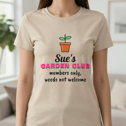 Personalised Garden Club T-Shirt & Sweatshirt T-Shirt in Sand, worn, our photo