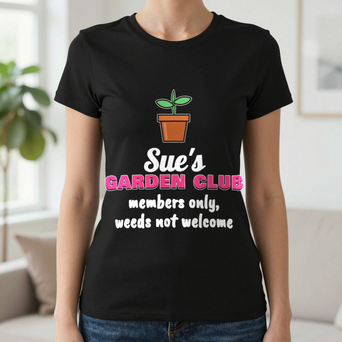Personalised Garden Club T-Shirt & Sweatshirt T-Shirt in Black, worn, our photo