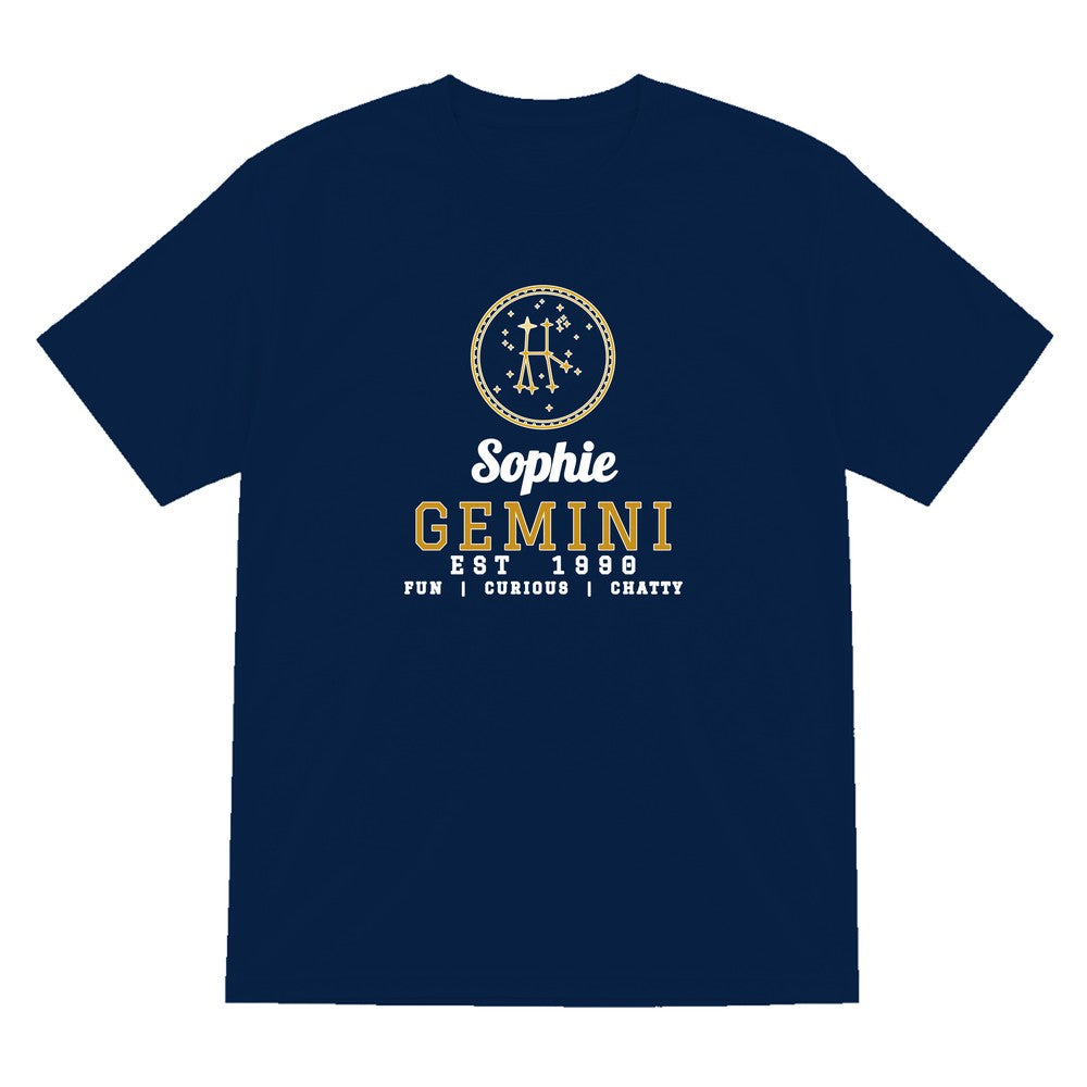 Personalised Gemini T-Shirt & Sweatshirt laid flat