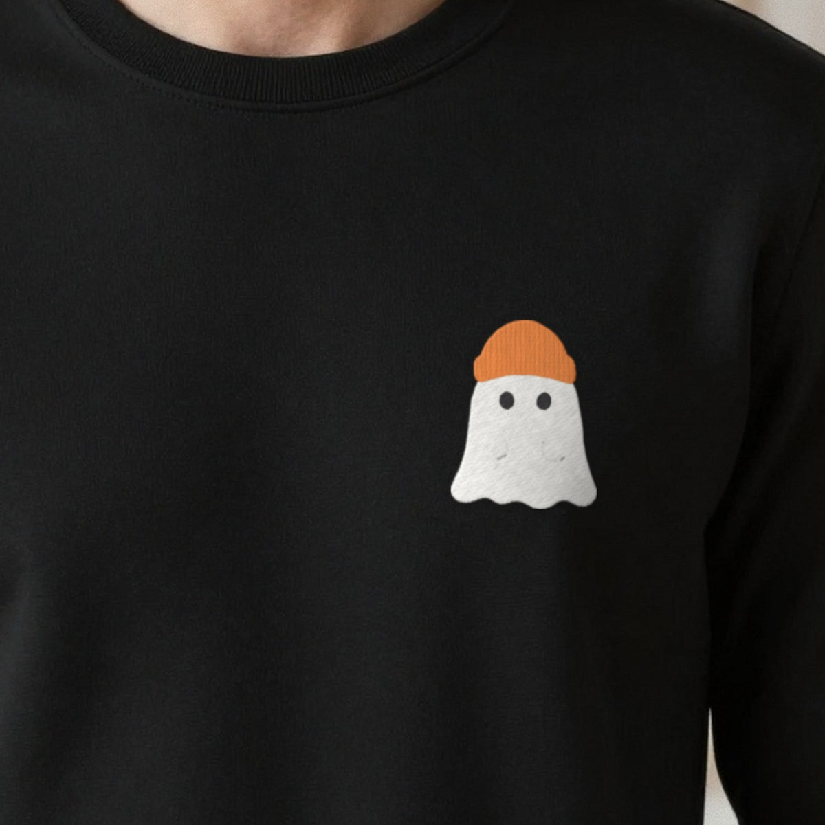 Personalised Ghost Embroidered Sweatshirt close-up