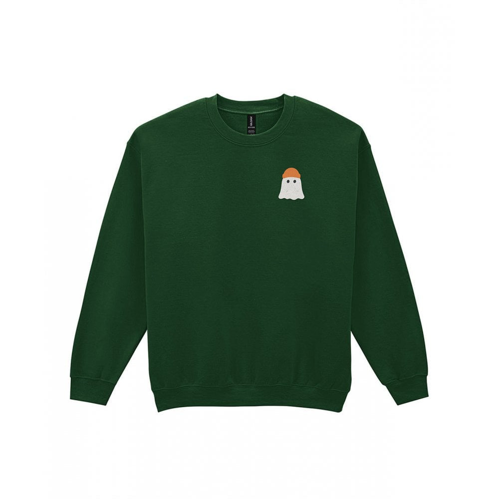 Personalised Ghost Embroidered Sweatshirt in Forest Green