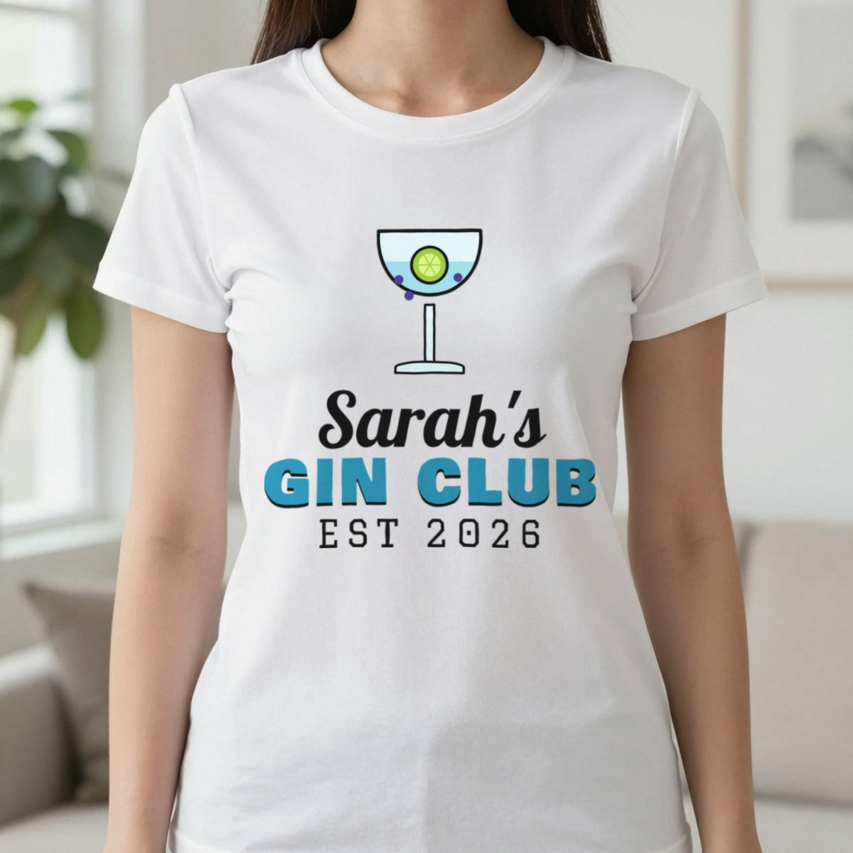 Personalised Gin Club T-Shirt & Sweatshirt T-Shirt in White, worn, our photo