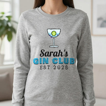 Personalised Gin Club T-Shirt & Sweatshirt Sweatshirt in Sport Grey, worn, our photo