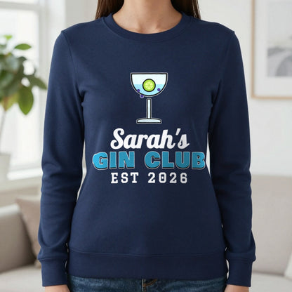 Personalised Gin Club T-Shirt & Sweatshirt Sweatshirt in Navy, worn, our photo