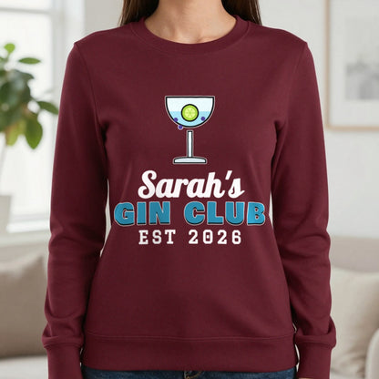 Personalised Gin Club T-Shirt & Sweatshirt Sweatshirt in Maroon, worn, our photo
