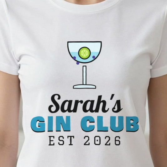 Personalised Gin Club T-Shirt & Sweatshirt print close-up, our photo