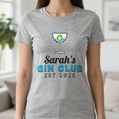 Personalised Gin Club T-Shirt & Sweatshirt T-Shirt in Sport Grey, worn, our photo