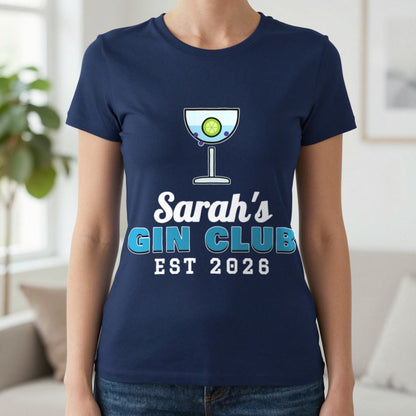 Personalised Gin Club T-Shirt & Sweatshirt T-Shirt in Navy, worn, our photo