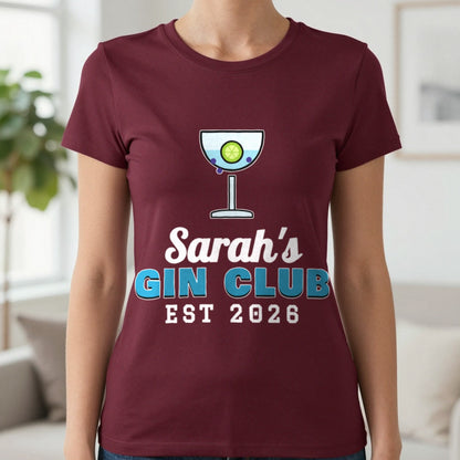 Personalised Gin Club T-Shirt & Sweatshirt T-Shirt in Maroon, worn, our photo