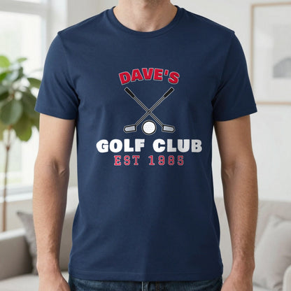 Personalised Golf Club T-Shirt & Sweatshirt T-Shirt in Navy, worn, our photo