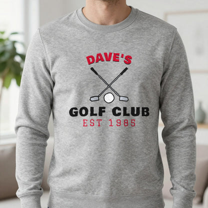 Personalised Golf Club T-Shirt & Sweatshirt Sweatshirt in Sport Grey, worn, our photo
