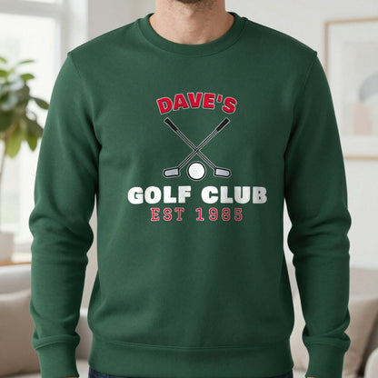 Personalised Golf Club T-Shirt & Sweatshirt Sweatshirt in Forest Green, worn, our photo