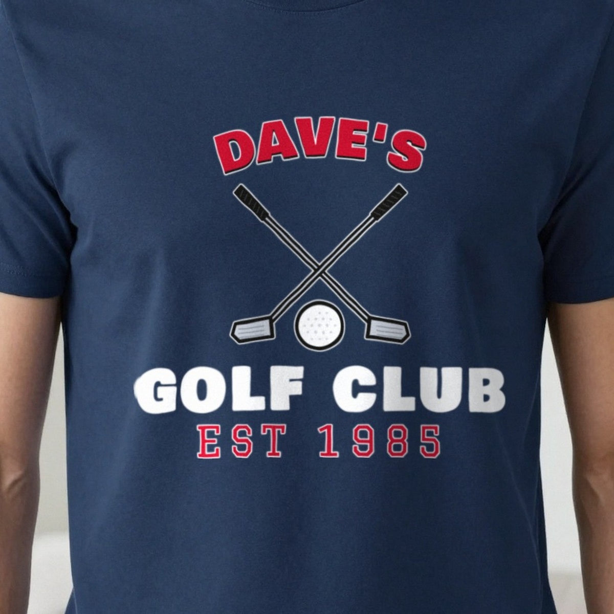 Personalised Golf Club T-Shirt & Sweatshirt print close-up, our photo