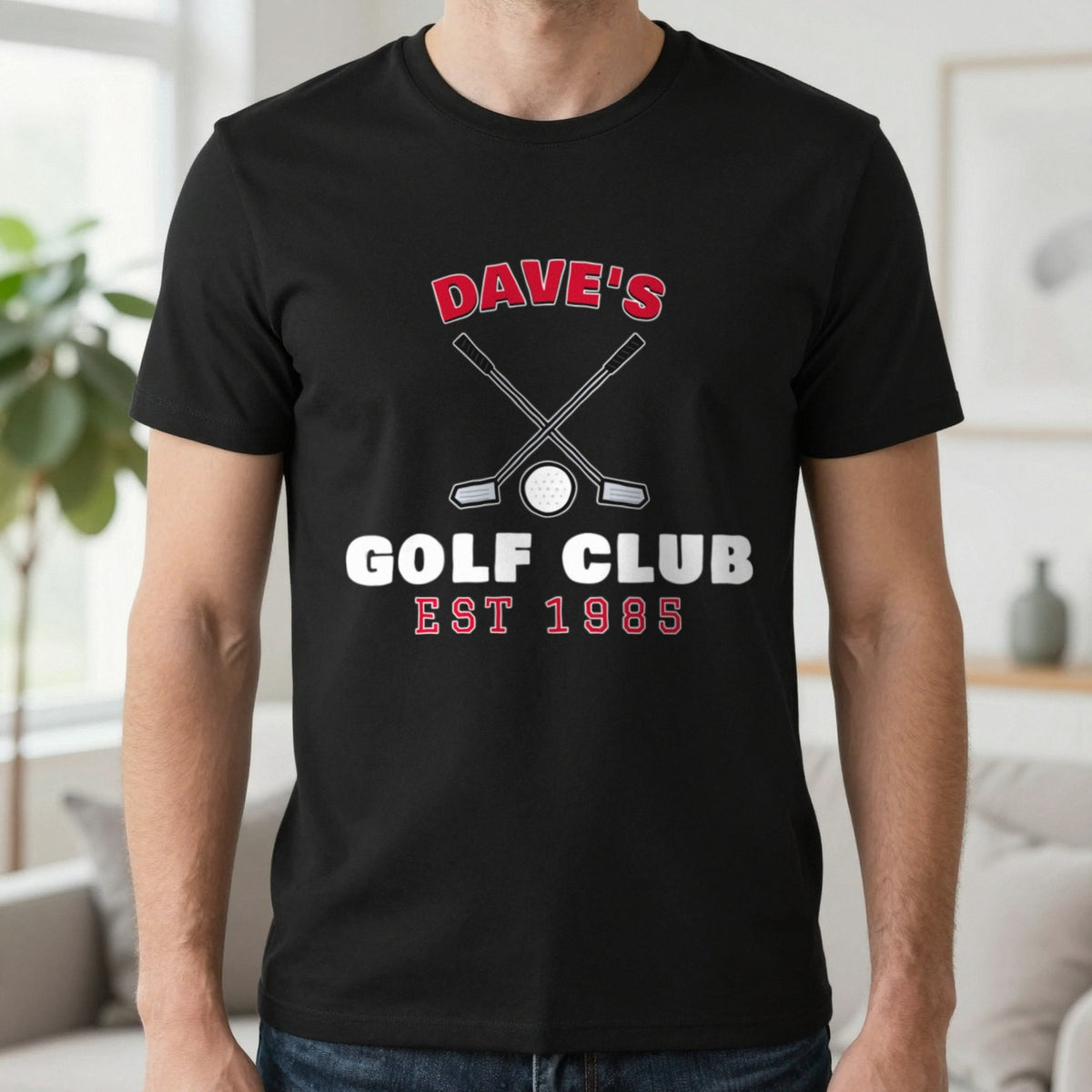 Personalised Golf Club T-Shirt & Sweatshirt T-Shirt in Black, worn, our photo