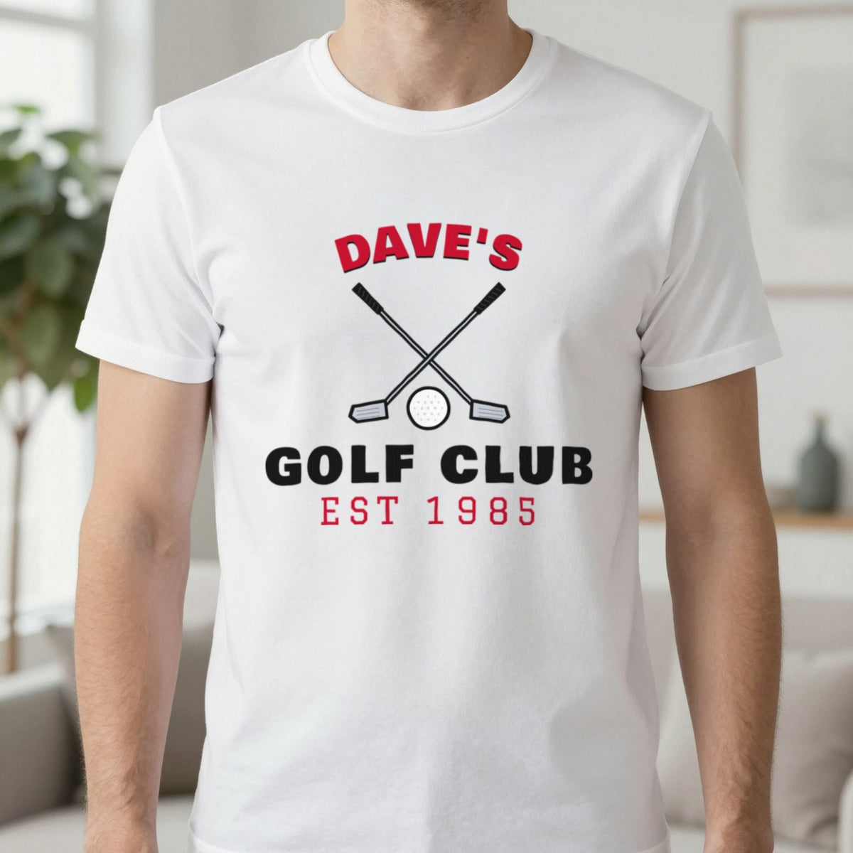 Personalised Golf Club T-Shirt & Sweatshirt T-Shirt in White, worn, our photo