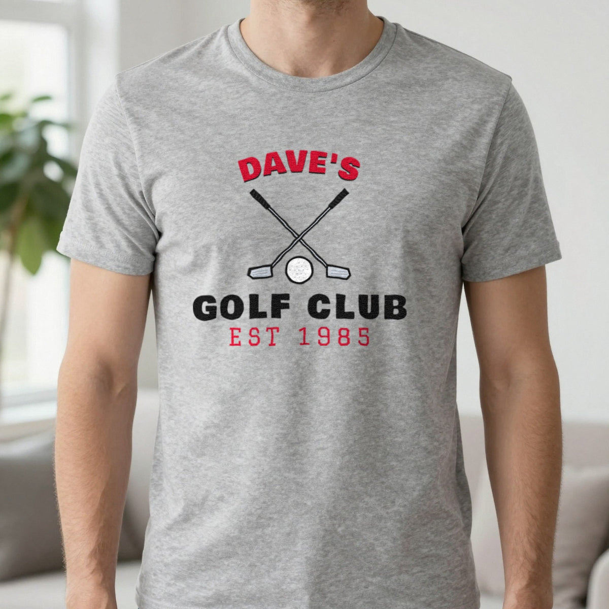 Personalised Golf Club T-Shirt & Sweatshirt T-Shirt in Sport Grey, worn, our photo