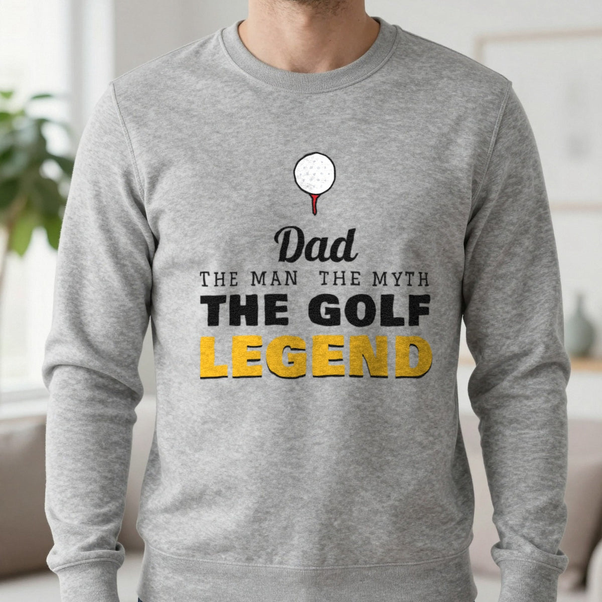 Personalised Golf Legend T-Shirt & Sweatshirt Sweatshirt in Sport Grey, worn, our photo