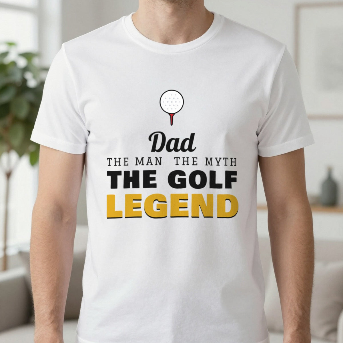 Personalised Golf Legend T-Shirt & Sweatshirt T-Shirt in White, worn, our photo