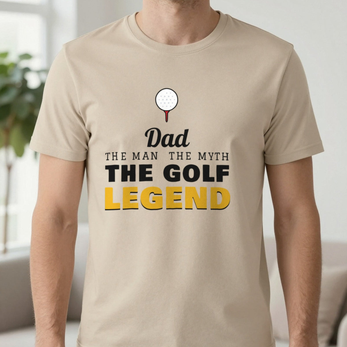 Personalised Golf Legend T-Shirt & Sweatshirt T-Shirt in Sand, worn, our photo