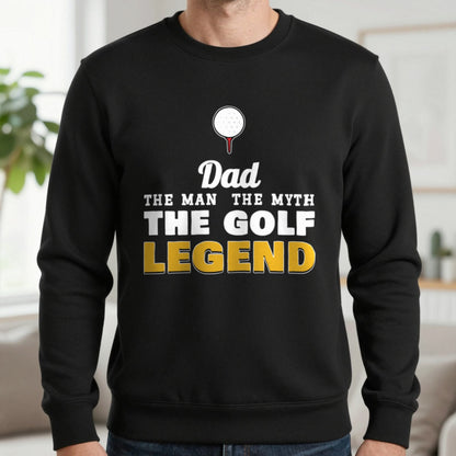 Personalised Golf Legend T-Shirt & Sweatshirt Sweatshirt in Black, worn, our photo