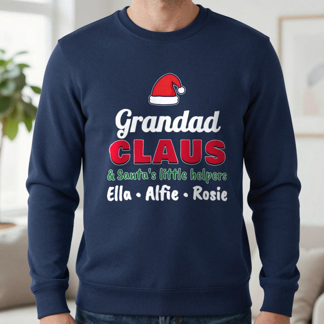 Personalised Grandad Claus Christmas Jumper With Grandkids Names | Nanny Claus