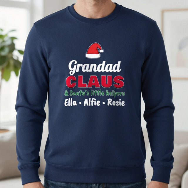 Personalised Grandad Claus Christmas Jumper With Grandkids Names | Nanny Claus