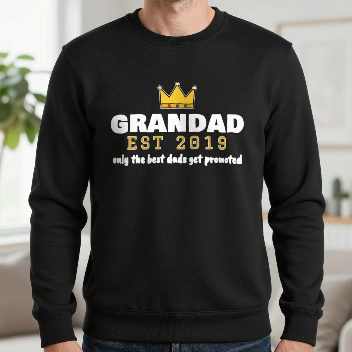 Personalised Grandad Est. T-Shirt & Sweatshirt Sweatshirt in Black, worn, our photo