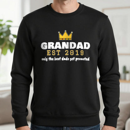 Personalised Grandad Est. T-Shirt & Sweatshirt Sweatshirt in Black, worn, our photo