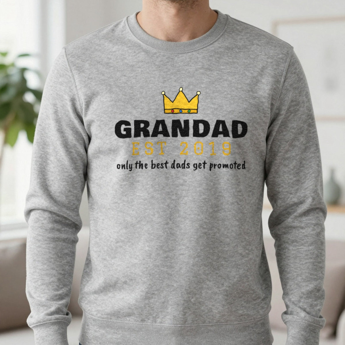 Personalised Grandad Est. T-Shirt & Sweatshirt Sweatshirt in Sport Grey, worn, our photo