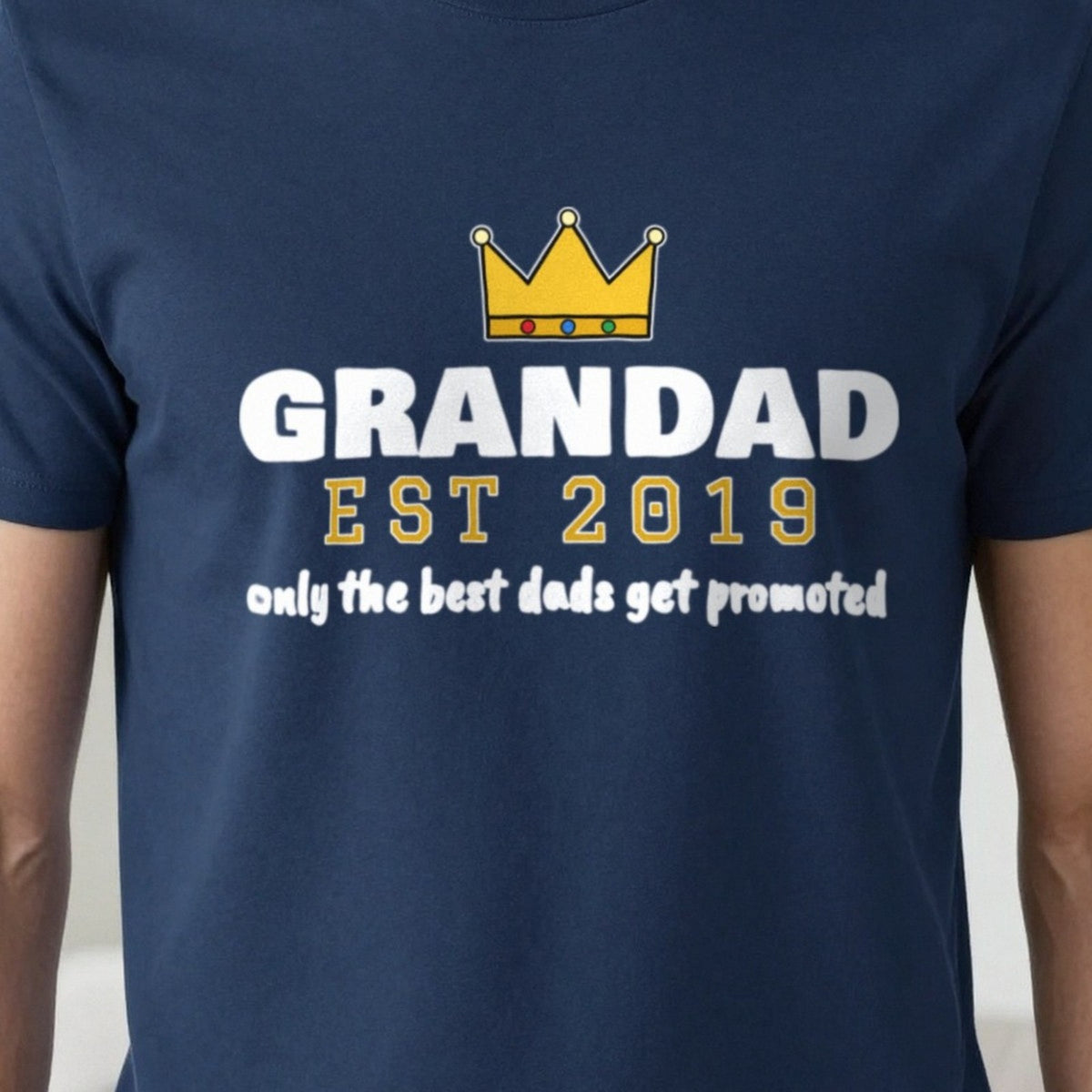 Personalised Grandad Est. T-Shirt & Sweatshirt print close-up, our photo