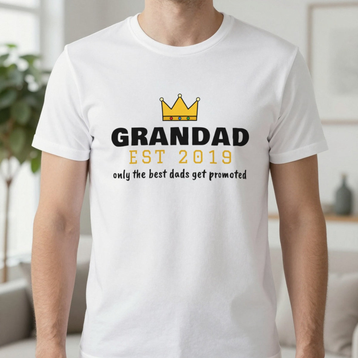 Personalised Grandad Est. T-Shirt & Sweatshirt T-Shirt in White, worn, our photo