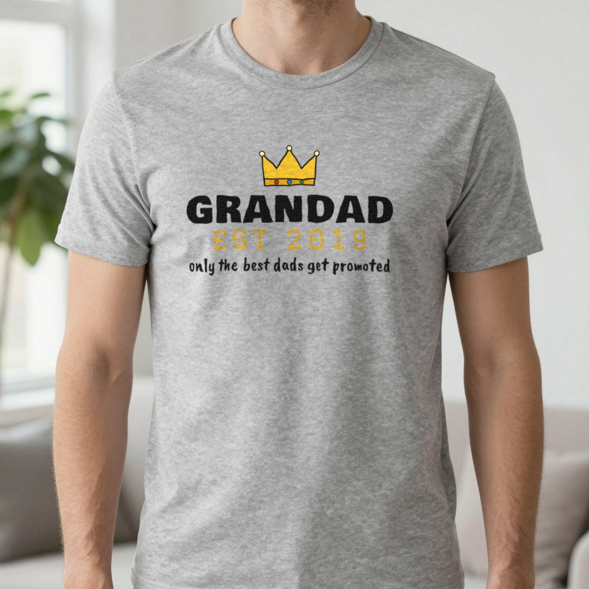 Personalised Grandad Est. T-Shirt & Sweatshirt T-Shirt in Sport Grey, worn, our photo