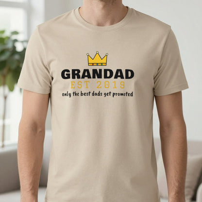 Personalised Grandad Est. T-Shirt & Sweatshirt T-Shirt in Sand, worn, our photo