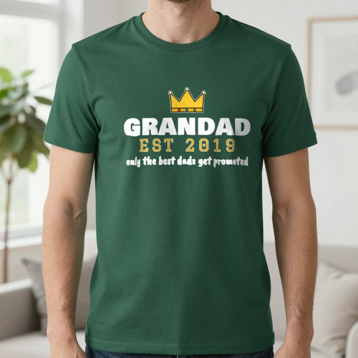 Personalised Grandad Est. T-Shirt & Sweatshirt T-Shirt in Forest Green, worn, our photo