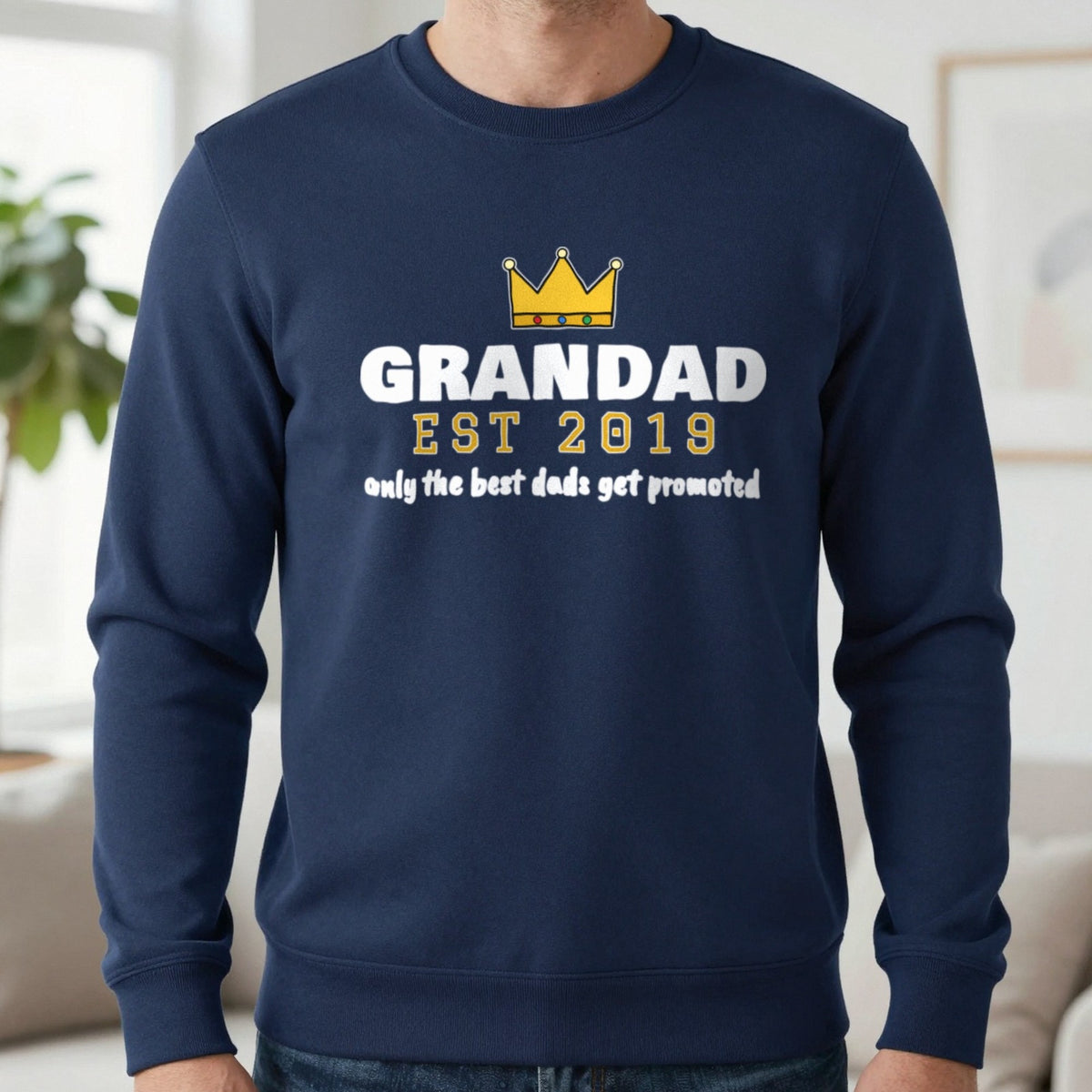 Personalised Grandad Est. T-Shirt & Sweatshirt Sweatshirt in Navy, worn, our photo