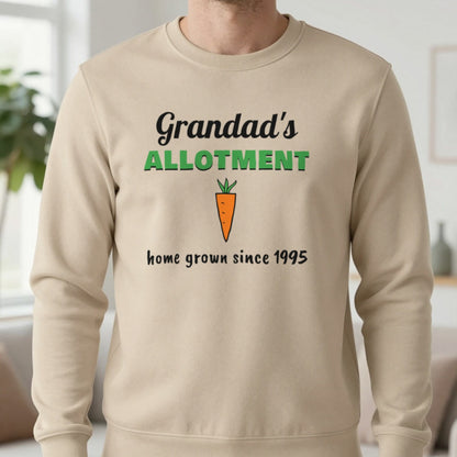 Personalised Grandad's Allotment T-Shirt & Sweatshirt Sweatshirt in Sand, worn, our photo